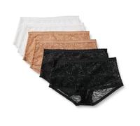 Amazon Essentials Damen Stretch-Höschen mit durchgehender Spitze in den Ausführungen Boyshort, Cheeky und Tanga, 6er Pack