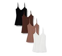 Amazon Essentials Damen Strick-Camisole mit V-Ausschnitt und Lagenmuster, schmale Passform, 4er-Pack, Braun/Mehrfarbig, XX-Large