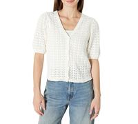 Amazon Essentials Damen-Strickjacke, lockere Passform, gehäkelt, kurzärmelig, cremefarben, X-Large