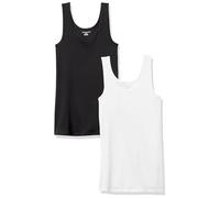 Amazon Essentials Damen Tanktop, Schmale Passform, 2er-Pack, Schwarz/Weiß, L