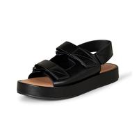 Amazon Essentials Damen Verstellbare Plateau-Sandale mit Dreifachriemen, Schwarz Kunstleder, 36 EU