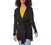 Amazon Essentials Damen Weicher Cardigan-Pullover mit längerer Länge und offener Vorderseite, Schwarz, XS