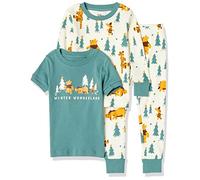 Amazon Essentials Disney | Marvel | Star Wars Baby Jungen Eng anliegende Baumwoll-Schlafanzüge, 3er-Pack, Pooh Holiday Forest - Kids, 12 Monate