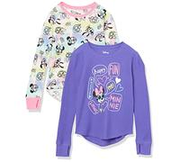 Amazon Essentials Disney | Marvel | Star Wars | Frozen Mädchen Langärmelige Thermo-T-Shirts, 2er-Pack, Purpur/Minnie, 4 Jahre