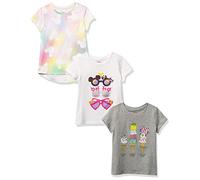 Amazon Essentials Disney | Marvel | Star Wars | Frozen | Princess Mädchen Kurzärmelige T-Shirts, 3er-Pack, Grau Minnie/Sommer/Weiß, 9 Jahre