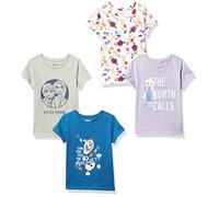 Amazon Essentials Disney | Marvel | Star Wars | Frozen | Princess Mädchen Kurzärmelige T-Shirts, 4er-Pack, Grau/Purpur/Blau/Frozen 2 Stronger Together, 8 Jahre