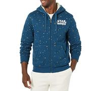 Amazon Essentials Disney | Marvel | Star Wars Herren Kapuzen-Sweatshirt mit Sherpa-Futter und durchgehendem Reißverschluss, Star Wars Logo Ships, XS