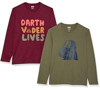 Amazon Essentials Disney | Marvel | Star Wars Herren Langärmelige T-Shirts, 2er-Pack, Star Wars Vader, XS