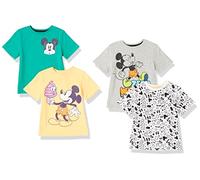 Amazon Essentials Disney | Marvel | Star Wars Jungen Kurzärmelige T-Shirts, 4er-Pack, Grün/Orange/Gelb/Mickey Aufdruck, 10 Jahre