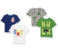 Amazon Essentials Disney | Marvel | Star Wars Jungen Kurzärmelige T-Shirts, 4er-Pack, Marvel Hulk, 4 Jahre