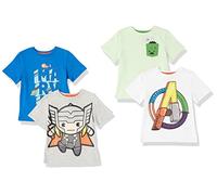 Amazon Essentials Disney | Marvel | Star Wars Jungen Kurzärmelige T-Shirts, 4er-Pack, Marvel Icons/Logo, 2 Jahre