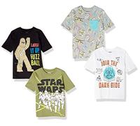 Amazon Essentials Disney | Marvel | Star Wars Jungen Kurzärmelige T-Shirts, 4er-Pack, Schwarz/Olivgrün/Weiß Star Wars, 8 Jahre