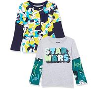 Amazon Essentials Disney | Marvel | Star Wars Jungen Langärmelige 2-In-1-T-Shirts, 2er-Pack, Star Wars Logo/Tarnmuster, 9 Jahre