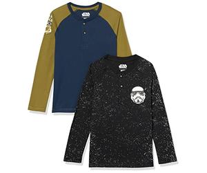 Amazon Essentials Disney | Marvel | Star Wars Jungen Langärmelige Henley-T-Shirts, 2er-Pack