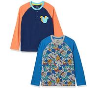 Amazon Essentials Disney | Marvel | Star Wars Jungen Langärmelige Henley-T-Shirts, 2er-Pack, Mickey Jumble, 8 Jahre