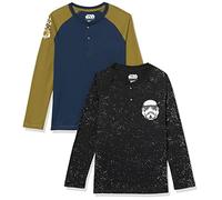 Amazon Essentials Disney | Marvel | Star Wars Jungen Langärmelige Henley-T-Shirts, 2er-Pack, Star Wars Icons, 4 Jahre