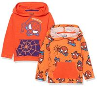Amazon Essentials Disney | Marvel | Star Wars Jungen Leichte, Langärmelige T-Shirts mit Kapuze, 2er-Pack, Marvel Spider-Man, 11-12 Jahre