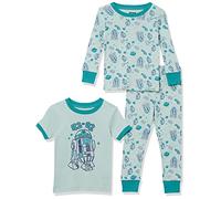 Amazon Essentials Disney | Marvel | Star Wars Jungen Pyjama-Nachtwäsche-Sets aus Baumwolle, eng anliegend, 3er-Pack, 3-teiliges Star Wars Green R2-d2 Set, 5