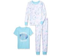 Amazon Essentials Disney | Marvel | Star Wars Mädchen Pyjama-Set, Weiß/Blau, Frozen 2 Stronger Together, 8 Jahre