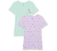 Amazon Essentials Disney | Marvel | Star Wars | Princess Damen Kurzärmeliges T-Shirt mit V-Ausschnitt, Klassischer Schnitt, 2er-Pack, Minnie Faces, XXL