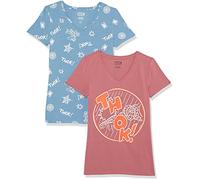 Amazon Essentials Disney | Marvel | Star Wars | Princess Damen Kurzärmeliges T-Shirt mit V-Ausschnitt, Klassischer Schnitt, 2er-Pack, Spider-Man Thok, XXL