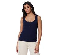 Amazon Essentials Geripptes Henley-Tanktop für Damen, schmale Passform, Marineblau, Größe S
