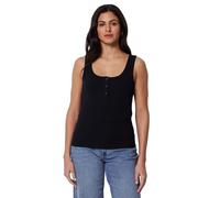 Amazon Essentials Geripptes Henley-Tanktop für Damen, schmale Passform, Schwarz, Größe M