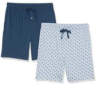 Amazon Essentials Herren 17,8 cm Lange Pyjama-Shorts aus Baumwollstrick, 2er-Pack, Blau/Indigo Flamingo, 3XL