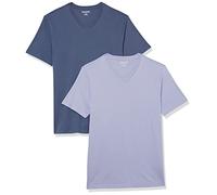 Amazon Essentials Herren Kurzärmelige T-Shirts mit V-Ausschnitt, 2er-Pack, Dunkelblau/Lavendel, XL