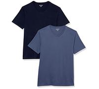 Amazon Essentials Herren Kurzärmelige T-Shirts mit V-Ausschnitt, 2er-Pack, Dunkelblau/Marineblau, XL