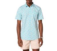 Amazon Essentials Herren Kurzärmeliges Hemd aus Popeline, Schmale Passform, Aquablau, S