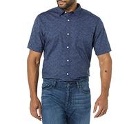 Amazon Essentials Herren Kurzärmeliges Hemd aus Popeline, Schmale Passform, Marineblau Floral, XXL