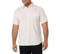 Amazon Essentials Herren Kurzärmeliges Hemd aus Popeline, Schmale Passform, Rosa Doppelstreifen, M