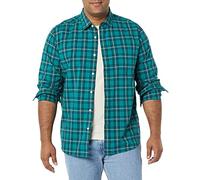 Amazon Essentials Herren Langärmeliges Business Hemd aus Popeline Normale Passform, Gold Grün Kariert, M