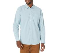 Amazon Essentials Herren Langärmeliges Business Hemd aus Popeline, Normale Passform, Green/Blue Tattersall, XS