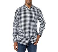 Amazon Essentials Herren Langärmeliges Hemd Aus Stretch-Popeline Mit Schlanker Passform, Dunkles Marineblau Vichy-muster, S