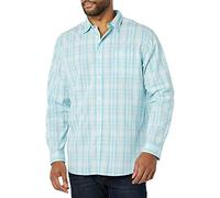Amazon Essentials Herren Langärmeliges Hemd Aus Stretch-Popeline Mit Schlanker Passform, Hellblau Weiß Mittlere Karo, M