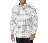 Amazon Essentials Herren Langärmeliges Hemd Aus Stretch-Popeline Mit Schlanker Passform, Rosa Weiß Buffalokaros, L