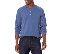 Amazon Essentials Herren Langärmeliges Henley-Shirt, Blue Heather, 3XL-4XL