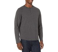Amazon Essentials Herren Langärmeliges Henley-Shirt, Charcoal Heather, 3XL-4XL