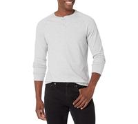 Amazon Essentials Herren Langärmeliges Henley-Shirt, Light Grey Heather, 3XL-4XL