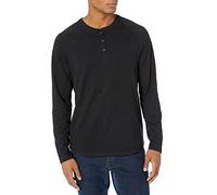 Amazon Essentials Herren Langärmeliges Henley-Shirt, Schwarz, 3XL-4XL