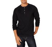 Amazon Essentials Herren Langärmeliges Henley-Shirt, Schwarz, 3XL-4XL