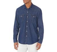 Amazon Essentials Herren Langärmeliges Jeanshemd, Normale Passform, Blau, M