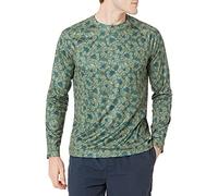 Amazon Essentials Herren Langärmeliges, Schnell Trocknendes Bade-T-Shirt, Olivgrün Hibiskusblume, S