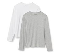 Amazon Essentials Herren Langarm Super Soft Modal Unterhemd Weiß/Medium Grey Heather, Medium