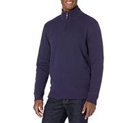 Amazon Essentials Herren Pullover mit Viertelreißverschluss aus französischem Rippstrick, Normale Passform, Navy, M
