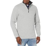 Amazon Essentials Herren Pullover mit Viertelreißverschluss aus französischem Rippstrick, Normale Passform, Light Grey Heather, M