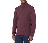 Amazon Essentials Herren Pullover mit Viertelreißverschluss aus französischem Rippstrick, Normale Passform, Burgundy Heather, S