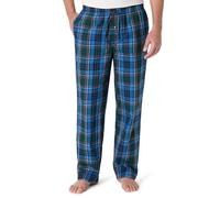 Amazon Essentials Herren Pyjama-Hose aus Baumwollpopeline in gerader Passform mit elastischem Bund und Kordelzug, Blau Grün Großes Karo, L
